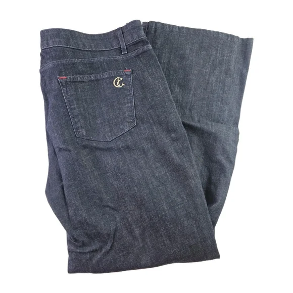 CJ by Cookie Johnson Womens Dark Wash 5 Pocket Grace Bootcut Denim Blue Jeans 38 - Picture 1 of 6